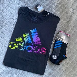 Medium adidas shirt. Socks- shoe size 5-10